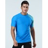 HUGE SPORTS Men's Splice Sun Protection Rash Guard Short Sleeves(Blue