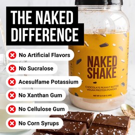 NAKED Shake - Chocolate Peanut Butter Protein Powder - Vegan Protein Powder from US & Canadian Farms with MCT Oil, Gluten-Free, Soy-Free, No GMOs or Artificial Sweeteners - 30 Servings
