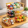 2-Tier Stackable Wire Basket with 2 Banana Hooks, Pantry Organizer
