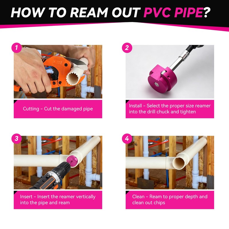 BARTOO PVC Pipe Reamer 1-1/2 Inch PVC Fitting Saver Reamer