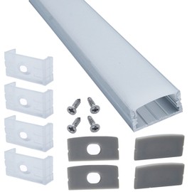 Litever 6-Pack LED Strip Aluminum Channels Super Wide, for Mounting 18mm Width 2835 5050 LED Strip,1 Meter / 3.3 FT Aluminum Channels with Diffused Cover, End Caps, Mounting Clips-LL-007-W-[6 Pack]