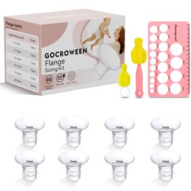 Flange Sizing Kit with 8PCS Flange Inserts 19mm, Nipple Ruler, Cleaning Brush, Flange Insert for 24mm Breast Pump，Flange Sizing Measurement Tool (19mm 8PCS for 24mm Flanges)