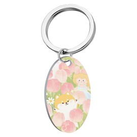 PLwelth Tulip Keychain Flower Keyring for Women Girls Cute Cat Girls Keychain for Car Backpack Wallet Aesthetic Charm Purse Accessory for Flower Lovers Jewelry Gifts for Her Him Birthday Christmas