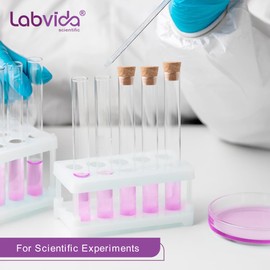 Labvida Glass Test Tubes for Plants 20pcs, 25x150mm vol. 50ml (1.69oz) Test Tube Shot Glasses with Cork Stoppers, LVH009