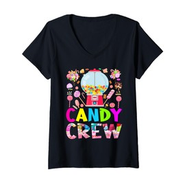 Womens Candy Land Candy Crew Decorations Sweetie Candy Squad V-Neck T-Shirt