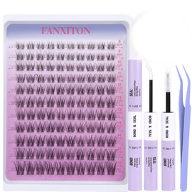 Wispy Natural Eyelash Clusters Kit 8-16mm D Lash Clusters DIY Lash Extension Kit Thin Lash Band with Bond and Seal, Tweezers Lash Clusters Kit