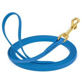 Viper Biothane K9 Working Dog Leash Waterproof Lead for Tracking Training Schutzhund Odor-Proof Long Line with Solid Brass Snap for Puppy Medium and Large Dogs, 33ft Cerulean Blue