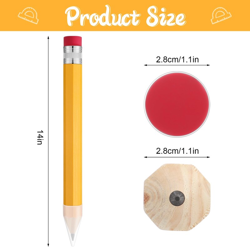 Leinuosen 6 Pcs Giant Pencils 14 Inch Wood Big Jumbo