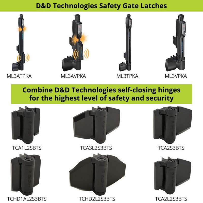 D&D Technologies TCA1L2S3WTS TruClose Regular Duty Gate Hinges, for Self