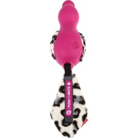 GiGwi Rubber Duck Dog Toy 'Push To Mute' Silent and Squeaky Toy Interactive with Plush Tail - Pink