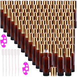 inice 100 10ml Amber Galss Roller Bottles Essential Oils Applicator With Stainless Steel Roller Balls Aluminium Alloy Cap