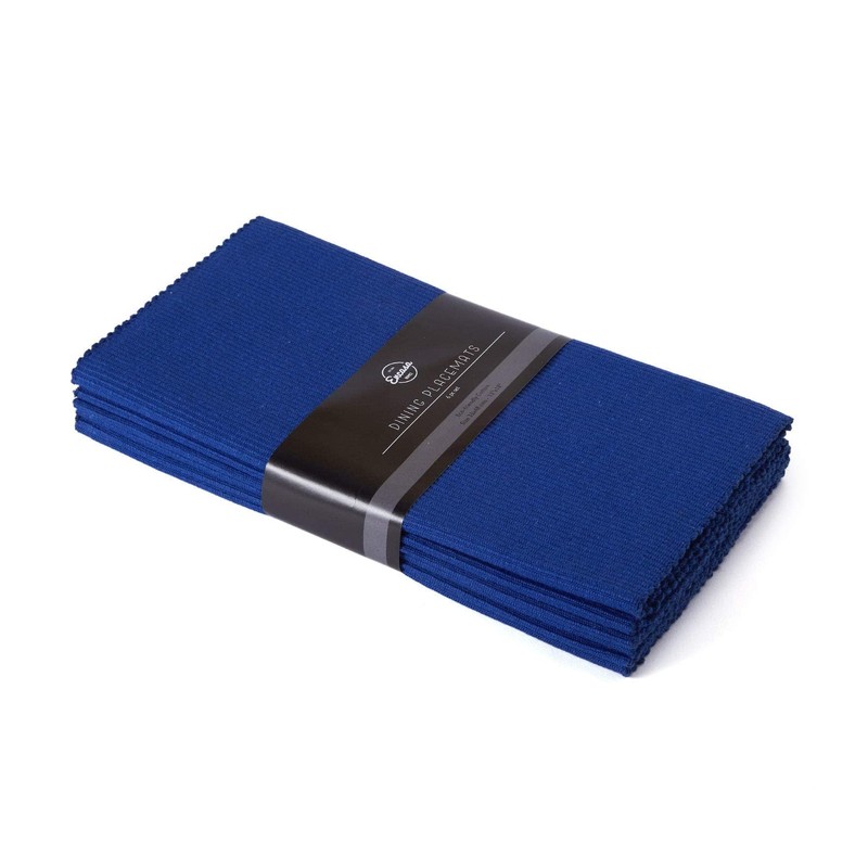 Encasa Ribbed Table Placemats (Set of 6) - Solid Blue