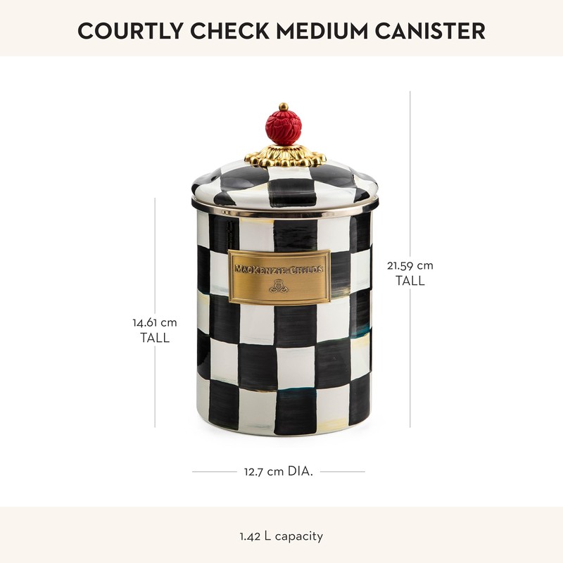 MACKENZIE-CHILDS Medium Enamel Canister, Kitchen Storage Container for Flour and