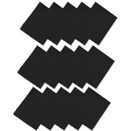 Pack of 15 glasses cleaning cloths, microfibre cloths for glasses, screens, tablets, glasses (14.5 x 17 cm), black