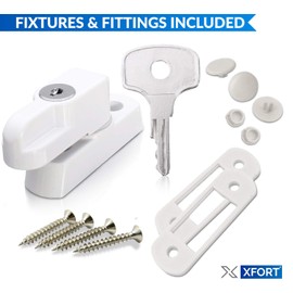 XFORT® 4 Pack Door Jammer and Window Locks for uPVC Doors and Windows, French Doors Security Lock, Locking Sash Jammers for Double Glazed Doors & Windows, a Quick Low-Cost Home Security Solution.