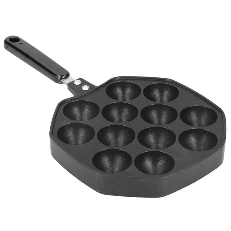 12 Cavities Aluminum Takoyaki Pan Maker Octopus Balls Egg Puffs