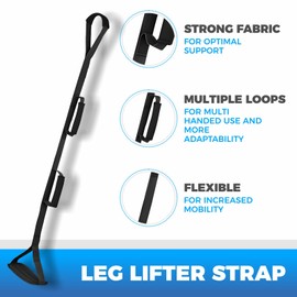 Expressive Electric 42 Inch Leg Lifter After Hip Replacement - Leg Lifter for After Knee Surgery - Rigid Leg Lifter Strap with Handgrips &Foot Loop - Post-Surgery Lift Tool for Bed Transfers (Blue)