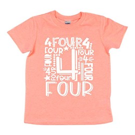 Fourth Birthday Shirt - Fourth Collage Tee for Toddler Boys and Girls (US, Age, 5 Years, Flamingo)