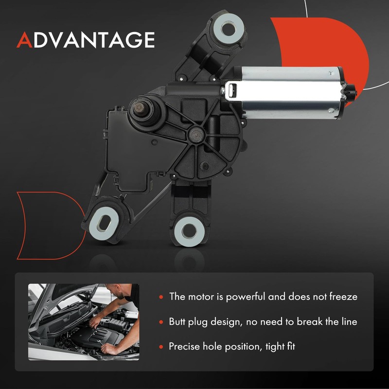 A-Premium Rear Windshield Wiper Motor Compatible with Volkswagen e-Golf 2015-2019,