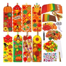 Winlyn Set Of 32 DIY 3D Kids Activity Fall / Autumn Foam Bookmark Crafts Kit Decoration