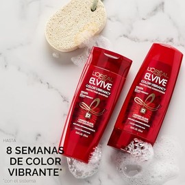 L'Oreal Paris Elvive Color Vibrancy Champú Protector, para Cabello Teñido, Champú con Elixir de Linaza y Antioxidantes, para Anti-Decoloración, Alto B