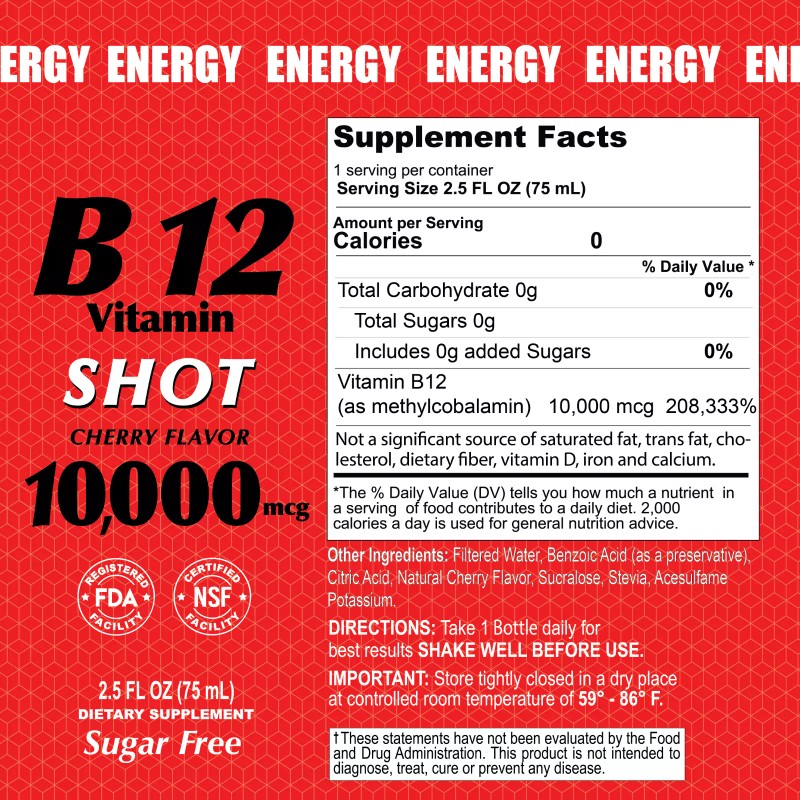 ALFA VITAMINS B12 Vitamin Shot with 10000 MCG Highest Potency