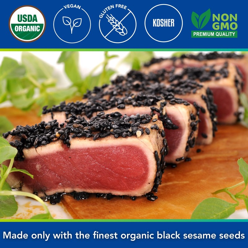 Organic Raw Black Sesame Seeds (Unhulled) - Great in Cooking