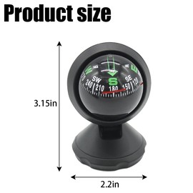 Car Compass Ball, Dash Mount Adjustable Compass Ball with Bottom Stick, Navigation Hiking Direction Pointing Guide Ball for Marine Boat Truck Caravan Outdoor, Universal Car Accessories