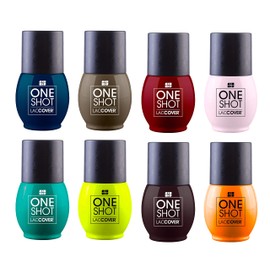 LACCOVER ONE SHOT - NAIL POLISH GEL SET HANDMADE COLLECTION, 8 COLORS, 1/2 Fl Oz each one, by NAIL FACTORY