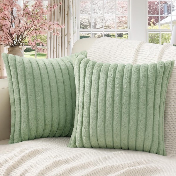 Pallene Faux Fur Plush Throw Pillow Covers 18x18 Set of