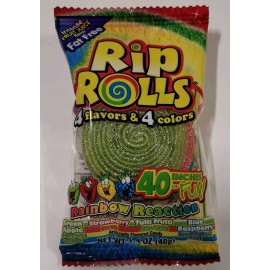 Unbranded Rip Rolls Rainbow Reaction 40 inch Sour Belt Candy 12 Count Free Shipping
