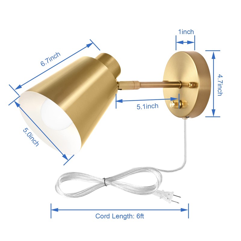 VATONI Plug in Wall Sconces with Remote Control, Adjustable Color