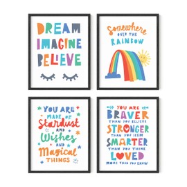 HAUS AND HUES - Juego de 4 carteles inspiradores para pared para habitación de adolescentes y niñas, decoración de pared positiva para recámara de niñas, minimalista (8 x 10 pulgadas sin marco)