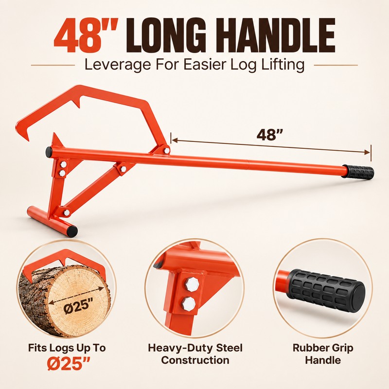 Timberjack Log Roller for Moving Logs – Adjustable Carbon Steel