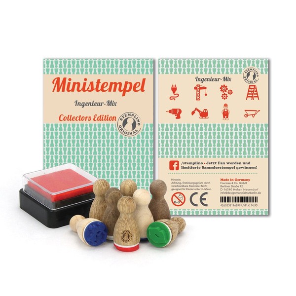 Stemplino Engineer Stamp Set - 8 Mini Stamps Made of