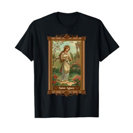 St Agnes of Rome Prayer Card Vintage Catholic Art Saints T-Shirt