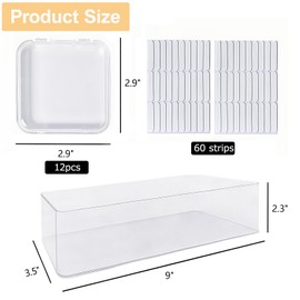 12 Pcs Clear Press On Nail Storage Box Container, False Nail Organizer Case Press On Nail Packaging Box Nail Display Case with Double Sided Tape for Nail Art Home Salon Nail Business Supplies
