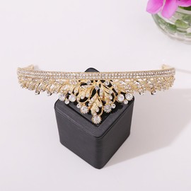Pearl Hair Ornament, Crown Headdress Pin, Hairpin, Hair Ornaments for Kimonos, Photos, Weddings, Parties, Brides, etc. (Rose Gold)