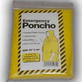 SE Lot of 2 Yellow Emergency Hooded Survival Poncho 4 Kits