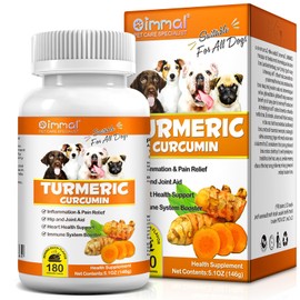 Turmeric for Dogs,180 Chews Dog Turmeric Curcumin Tablets Supports Canine Digestive Heart & Liver Health, Antioxidant, Eliminates Joint Pain Inflammation,Hip and Joint Aid-Duck Flavor