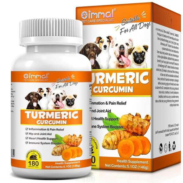 Turmeric for Dogs,180 Chews Dog Turmeric Curcumin Tablets Supports Canine