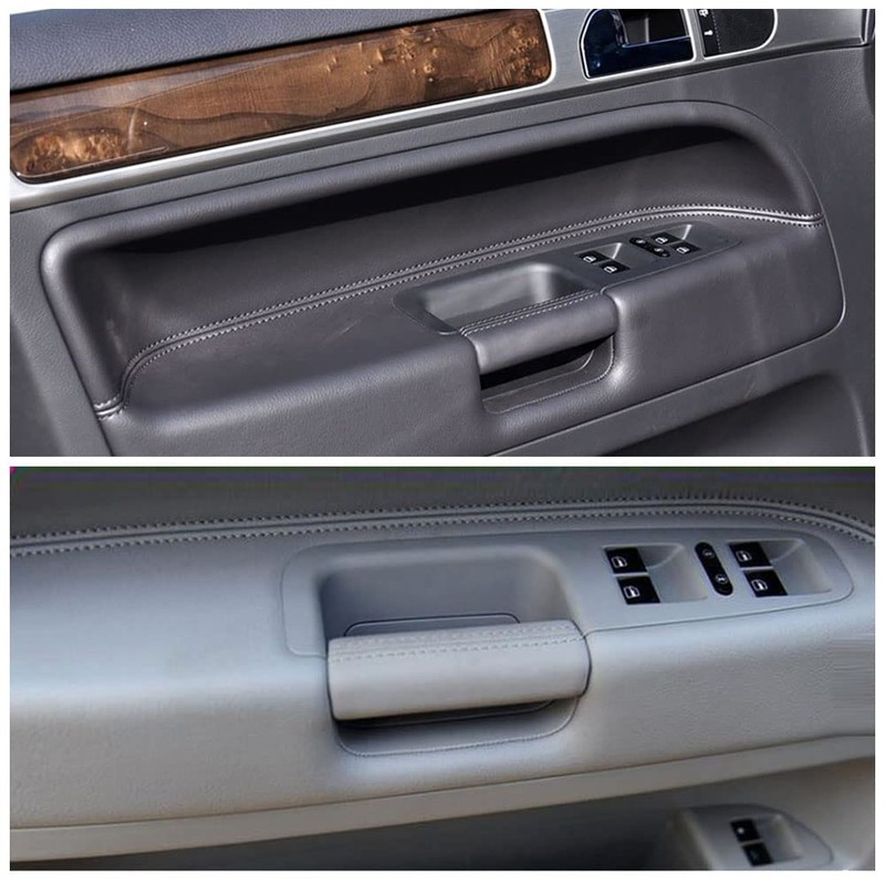 Hacreyatu Front Left Driver Interior Door Pull Handle Leather for
