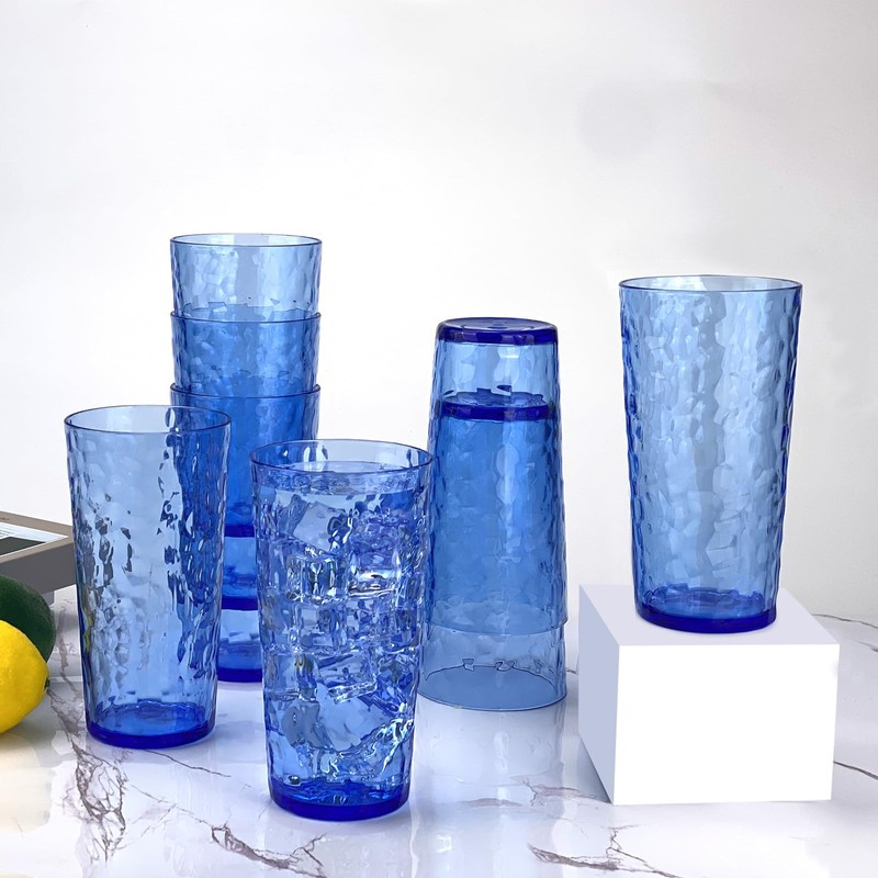Yalin 24-Ounce Plastic Tumbler Acrylic Drinking Glasses, Reusable Plastic Cups,