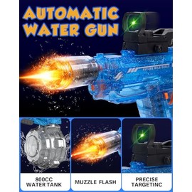 Electric Water Gun 2 Pack for Adults Kids: Light Up Automatic Squirt Guns, 26-32FT Long Range, 800CC Large Capacity, Summer Outdoor Pool Games for Ages 8-12, Beach Backyard Family Party Toy Gift
