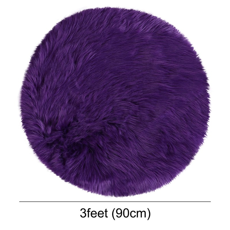 sourcing map Faux Fur Sheepskin Area Rug, Round Fluffy Indoor