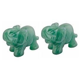mookaitedecor Natural Green Aventurine Elephant Ornament Figurine,Healing Crystal Energy Gemstone Reiki Statue Home Decor,1.5 Inches
