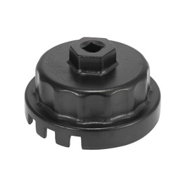 Havgufil Aluminum 64.5mm Oil Filter Wrench for Toyota Camry, Lexus, Tundra, 4Runner, Tacoma, RAV4 and More, 14 Flutes, 4 Slots for 2.0L-5.7L Engine, 3/8 Inch Square, Black