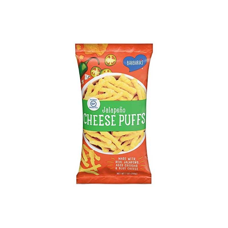 Barbara's Bakery Jalapeno Cheese Puffs, Cheese Puffed Kids Snack Made