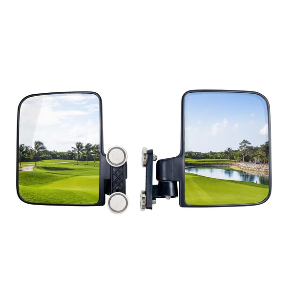 Mamiko Universal Magnetic Golf Cart No-Drilling Side Mirrors Compatible with Yamaha Club Car Railing Magnet Tractor Mirror Side View for Kubota - Plug and Play