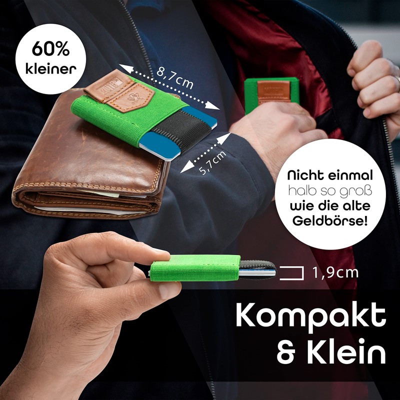 MakakaOnTheRun Men's Card Holder with Coin Compartment & Drawstring: Card